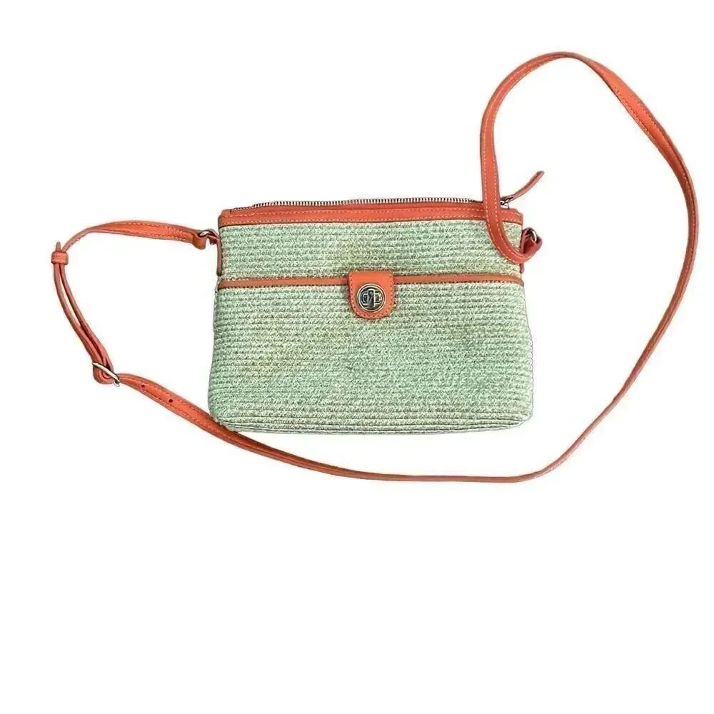 Talbots orange straw purse.
